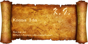 Kossa Ida névjegykártya